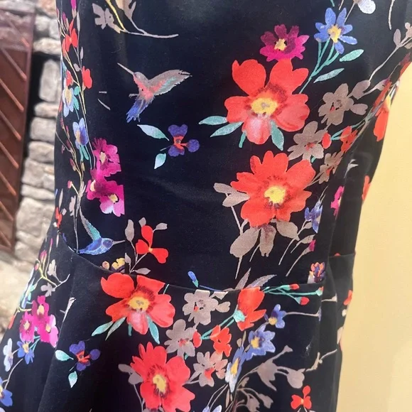 Express vintage strapless black floral mini dress size 12 - Picture 3 of 9